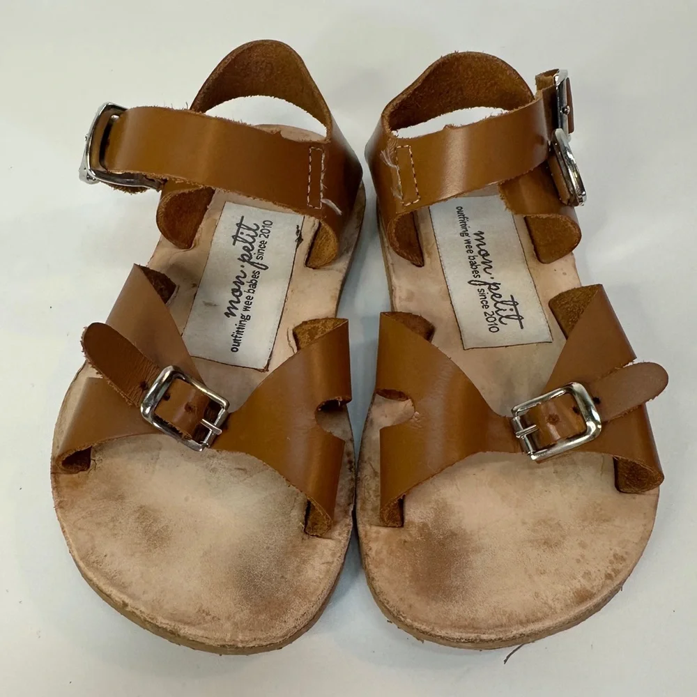 Mon Petit Shoes‎ Cap Cod Sandals Buckle Brown Tan Cognac Toddler Size 7 MP